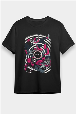 Idles Baskılı Unisex Siyah Tişört - Tshirt