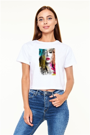 Iggy Azalea Beyaz  Crop Top Tişört