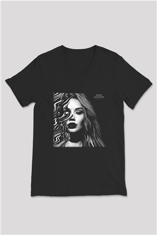 Iggy Azalea Siyah Unisex V Yaka Tişört T-Shirt