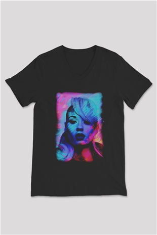 Iggy Azalea Siyah Unisex V Yaka Tişört