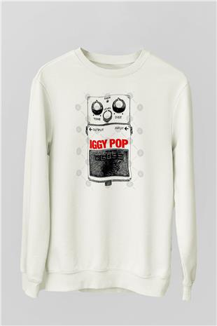 Iggy Pop Baskılı Beyaz Unisex Sweatshirt