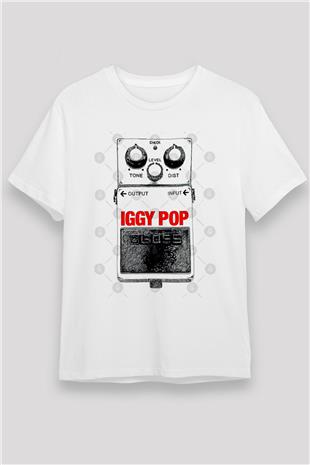 Iggy Pop Baskılı Unisex Beyaz Tişört - Tshirt