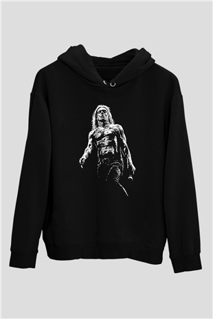 Iggy Pop Baskılı Unisex Siyah Kapüşonlu Sweatshirt