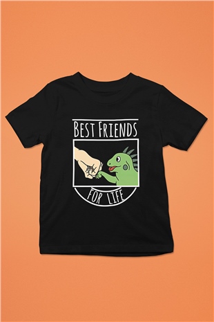 İguana Baskılı Unisex Siyah Çocuk Tişört - Tshirt