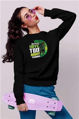 İguana Baskılı Unisex Siyah Sweatshirt