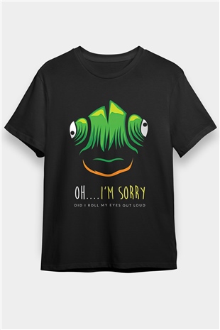 İguana Baskılı Unisex Siyah Tişört - Tshirt