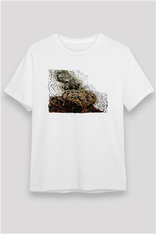 İguana Unisex Baskılı Beyaz Tişört - Tshirt