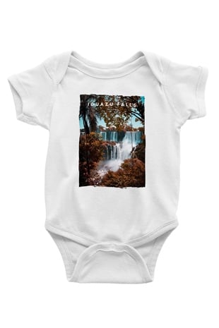 Iguazu Şelalesi Beyaz Bebek Body - Zıbın