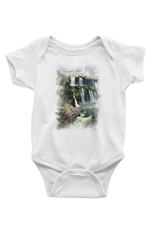Iguazu Şelalesi Beyaz Bebek Body - Zıbın