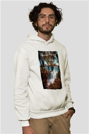 Iguazu Şelalesi Beyaz Unisex Hoodie