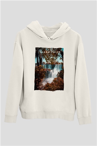 Iguazu Şelalesi Beyaz Unisex Hoodie