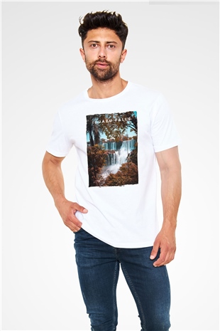 Iguazu Şelalesi Beyaz Unisex Tişört T-Shirt - TişörtFabrikası