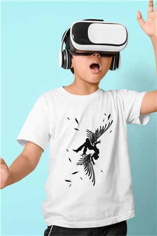 İkarus Baskılı Beyaz Unisex Beyaz Çocuk Tişört - Tshirt