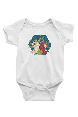 İkizler Burcu Baskılı Beyaz Unisex Bebek Body - Zıbın