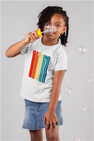 İkizler Burcu Baskılı Beyaz Unisex Beyaz Çocuk Tişört - Tshirt