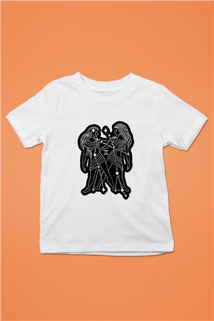 İkizler Burcu Baskılı Beyaz Unisex Beyaz Çocuk Tişört - Tshirt