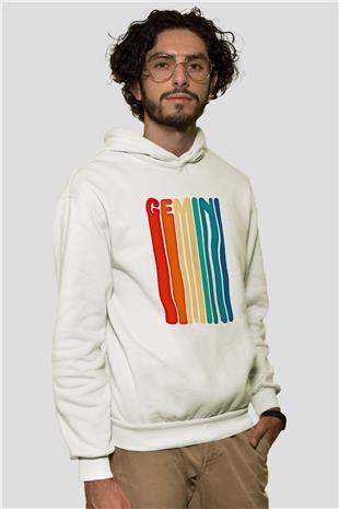 İkizler Burcu Baskılı Beyaz Unisex Hoodie