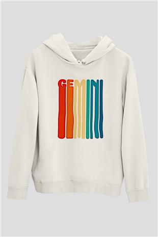 İkizler Burcu Baskılı Beyaz Unisex Hoodie