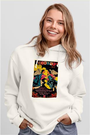 İkizler Burcu Baskılı Beyaz Unisex Hoodie