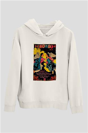 İkizler Burcu Baskılı Beyaz Unisex Hoodie