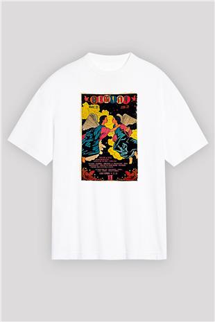 İkizler Burcu Baskılı Beyaz Unisex Oversize Tişört - Tshirt