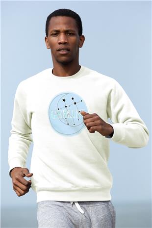 İkizler Burcu Baskılı Beyaz Unisex Sweatshirt