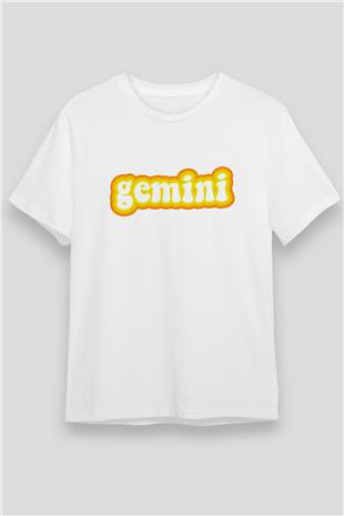 İkizler Burcu Unisex Baskılı Beyaz Tişört - Tshirt