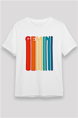İkizler Burcu Unisex Baskılı Beyaz Tişört - Tshirt