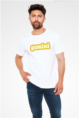 İkizler Burcu Unisex Baskılı Beyaz Tişört - Tshirt