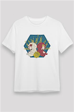 İkizler Burcu Unisex Baskılı Beyaz Tişört - Tshirt