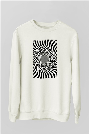 Illüzyon Beyaz Unisex Sweatshirt