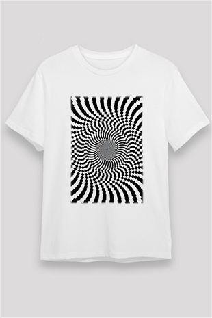 Illüzyon Beyaz Unisex Tişört T-Shirt - TişörtFabrikası