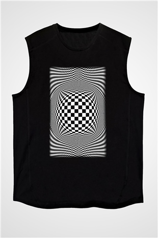 Illüzyon Siyah Unisex Kolsuz Tişört