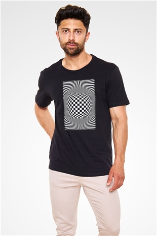 Illüzyon Siyah Unisex Tişört T-Shirt - TişörtFabrikası