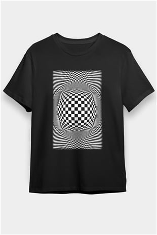 Illüzyon Siyah Unisex Tişört T-Shirt - TişörtFabrikası