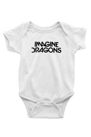 Imagine Dragons Baskılı Beyaz Unisex Bebek Body - Zıbın