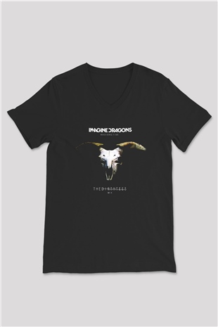 Imagine Dragons Siyah Unisex V Yaka Tişört T-Shirt