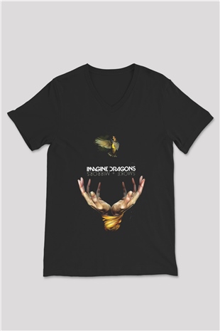 Imagine Dragons Siyah Unisex V Yaka Tişört T-Shirt