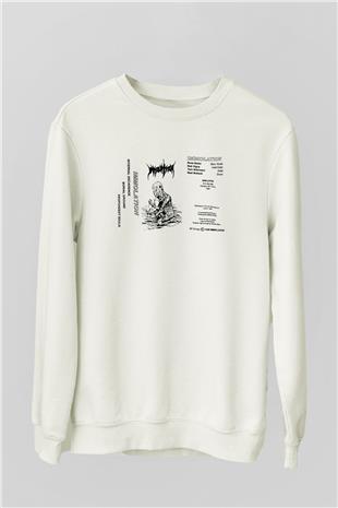 Immolation Baskılı Beyaz Unisex Sweatshirt