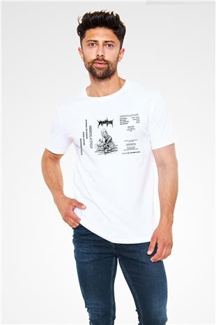 Immolation Baskılı Unisex Beyaz Tişört - Tshirt