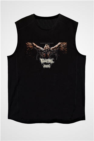 Immolation Baskılı Unisex Siyah Kolsuz Tişört - Tshirt