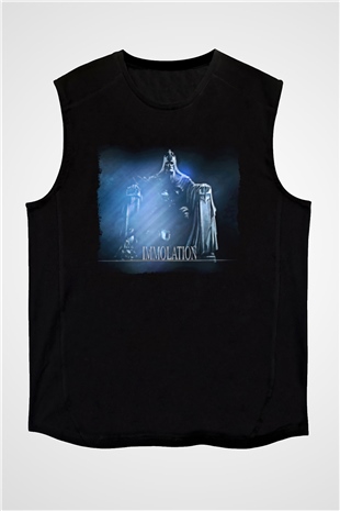 Immolation Baskılı Unisex Siyah Kolsuz Tişört - Tshirt
