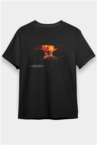 Immolation Baskılı Unisex Siyah Tişört - Tshirt