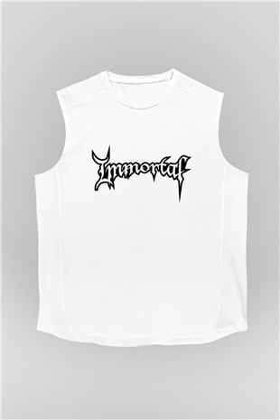 Immortal Beyaz Unisex Kolsuz Tişört