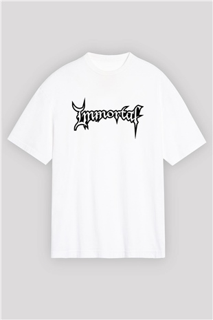 Immortal Beyaz Unisex Oversize Tişört T-Shirt