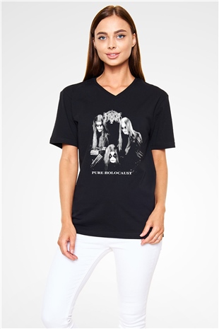 Immortal Siyah Unisex V Yaka Tişört T-Shirt
