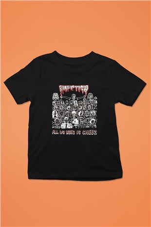Impetigo Baskılı Unisex Siyah Çocuk Tişört - Tshirt