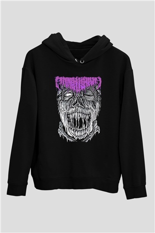 Impetigo Baskılı Unisex Siyah Kapüşonlu Sweatshirt