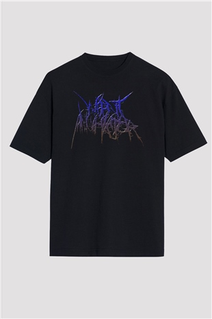 Impetigo Baskılı Unisex Siyah Oversize Tişört - Tshirt