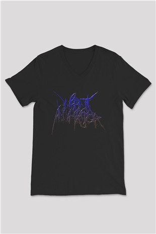 Impetigo Baskılı Unisex Siyah V Yaka Tişört - Tshirt